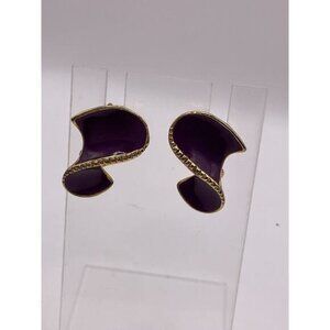 Vintage Purple & Gold Abstract Clip-On Earrings